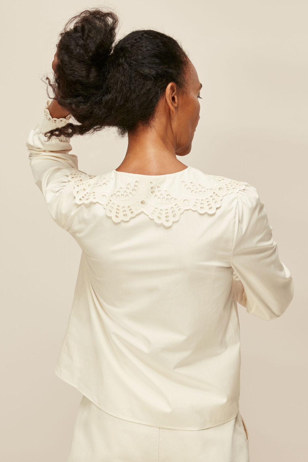 Lace Collared Cotton Blouse