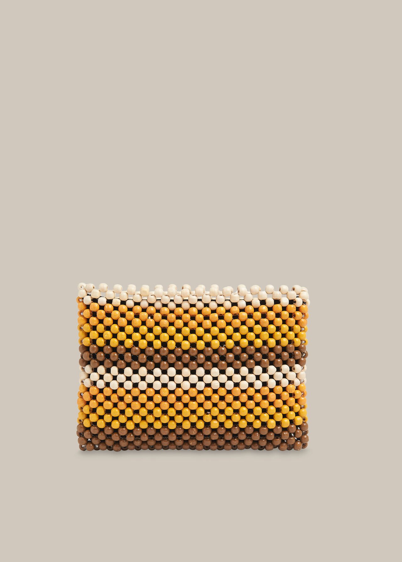 Safah Striped Beaded Clutch Yellow