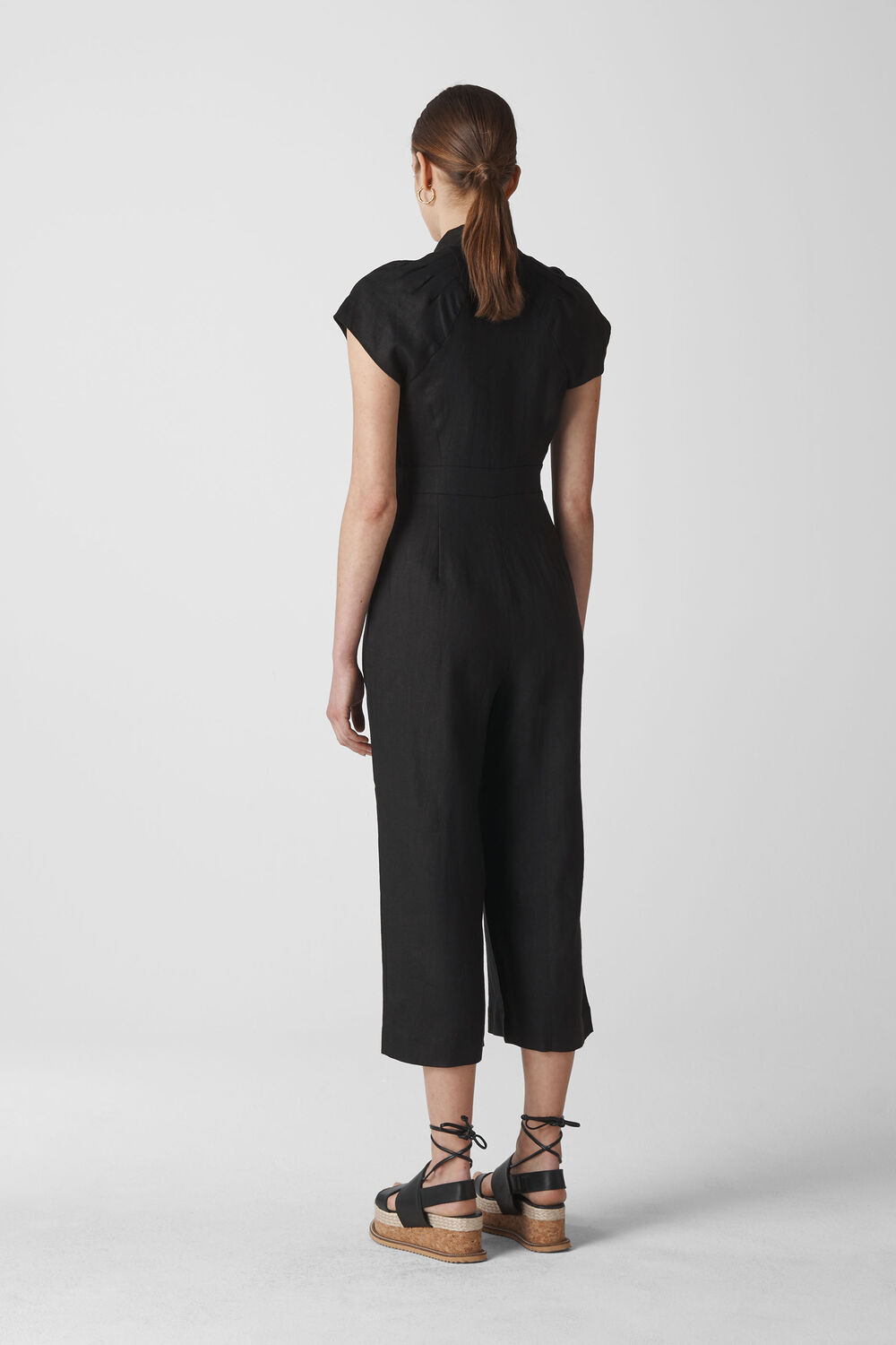 Sana Linen Button Jumpsuit Black