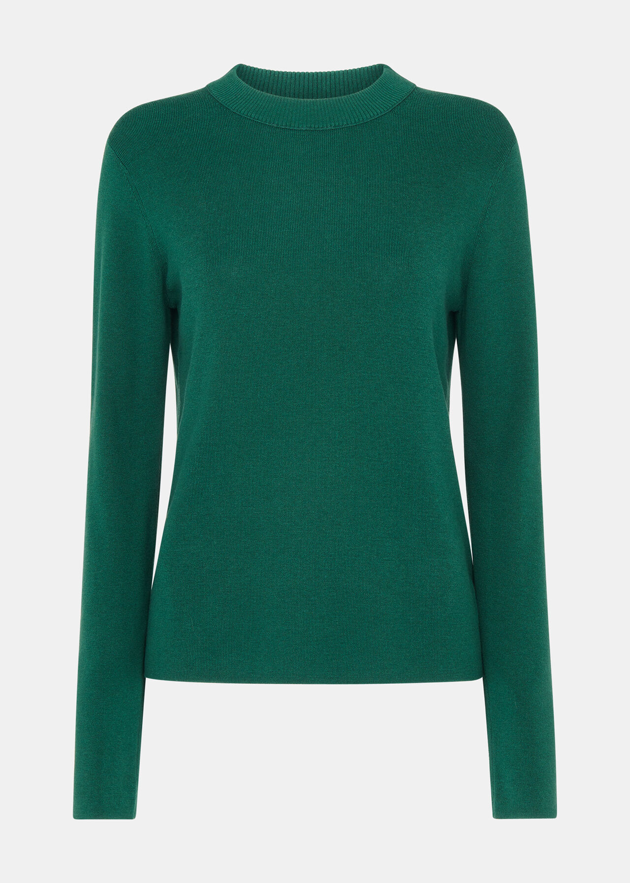 Dark Green Mia Fitted Crew Neck Knit | WHISTLES | Whistles UK