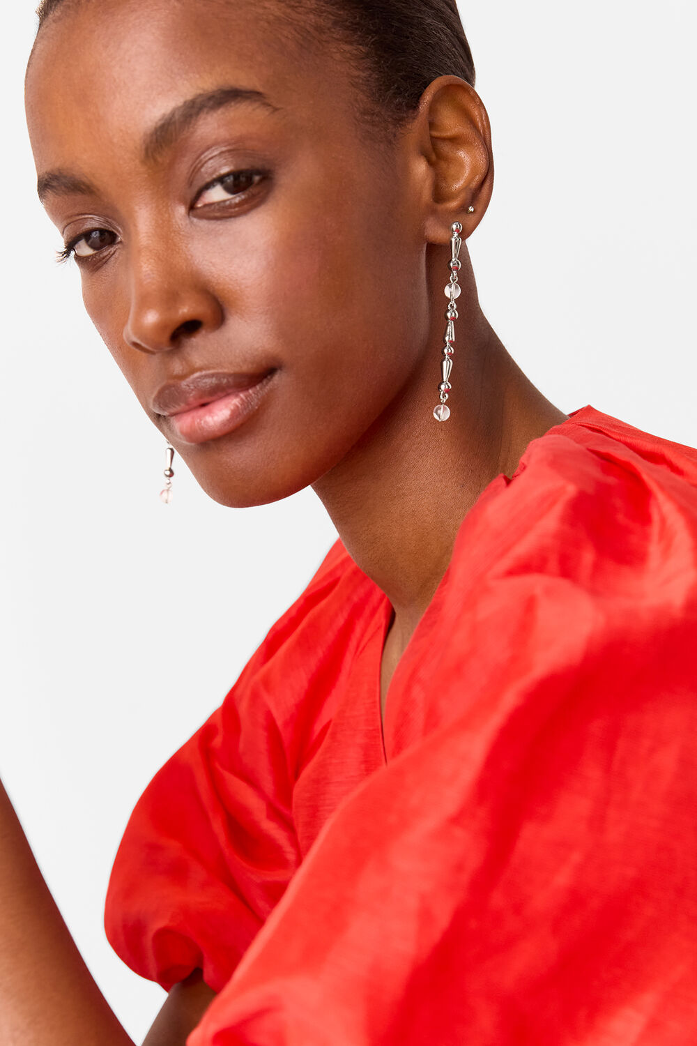 Silver Mixed Bead Drop Earring