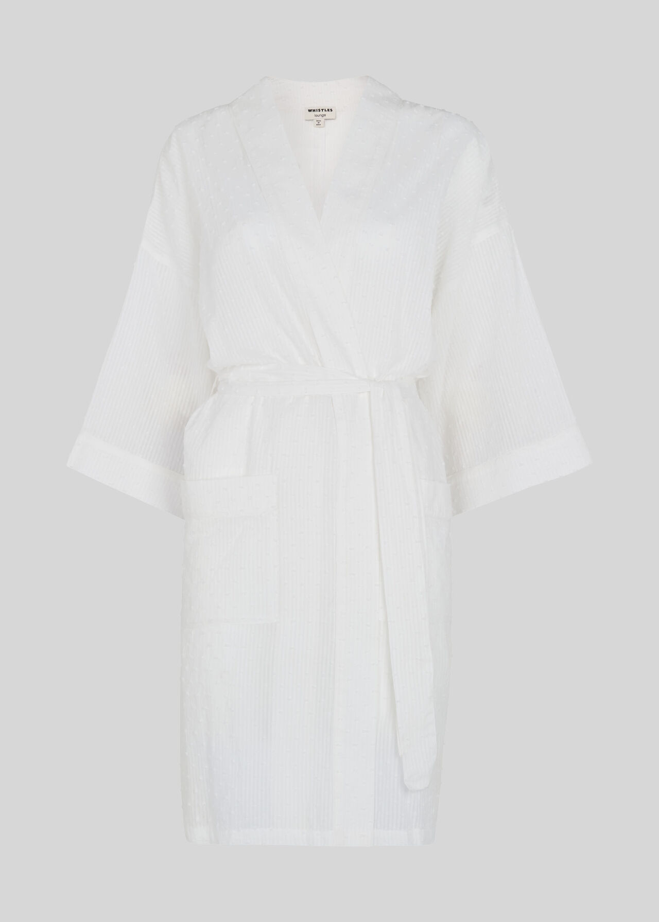 Stripe Dobby Dressing Gown White