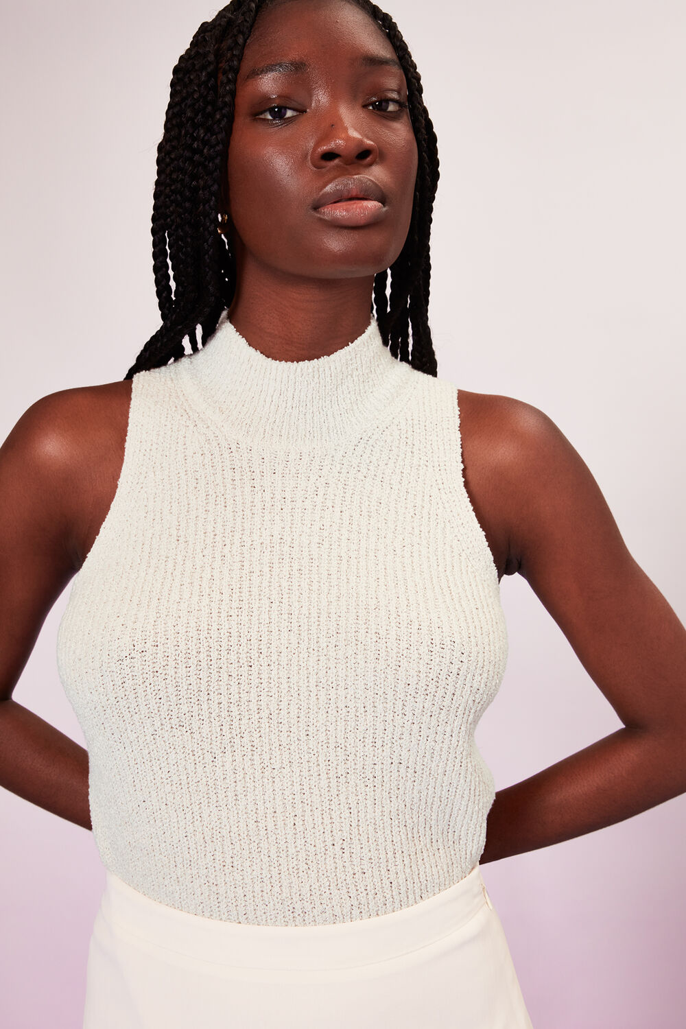 Ivory High Neck Knit