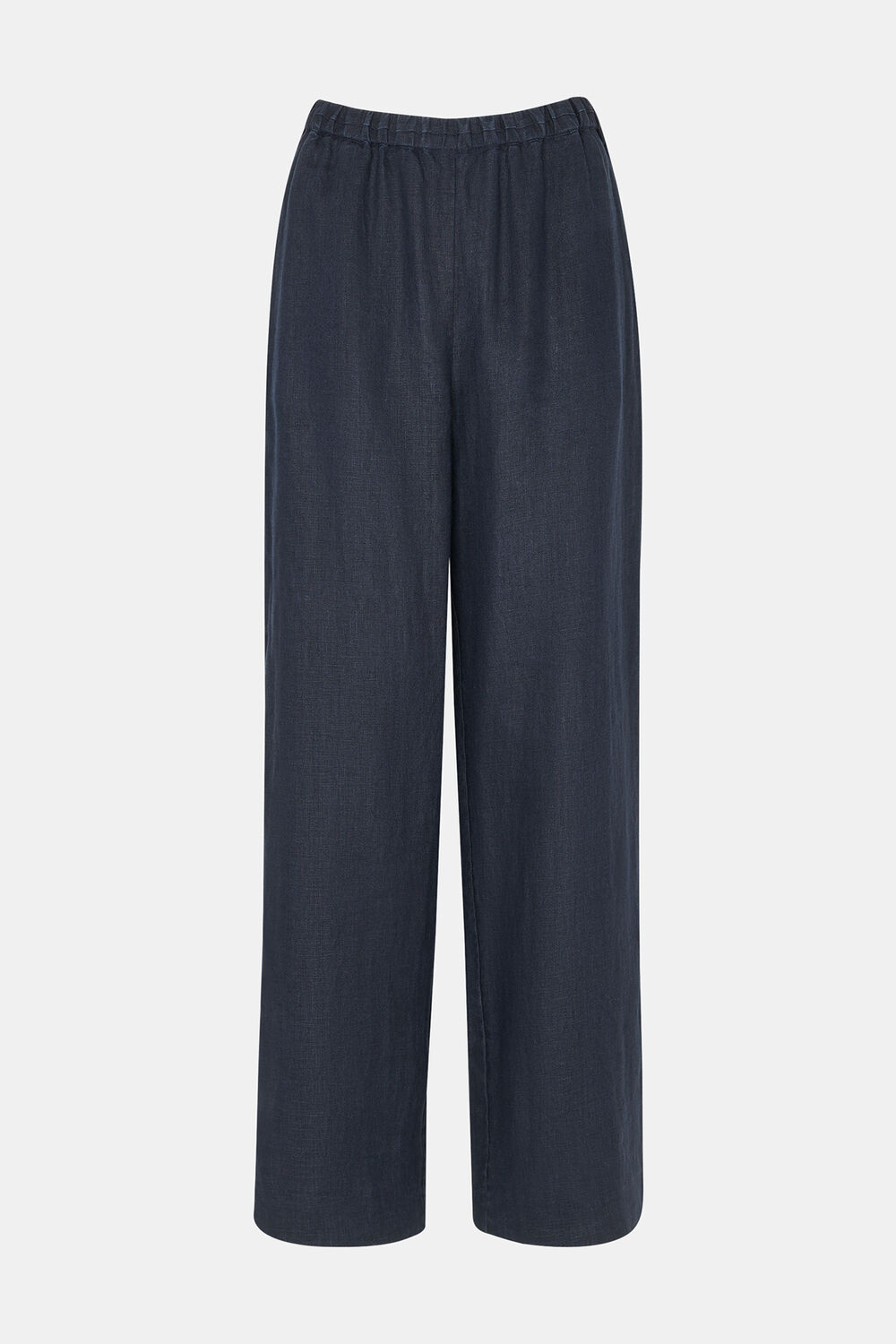 Navy Elasticated Linen Trouser