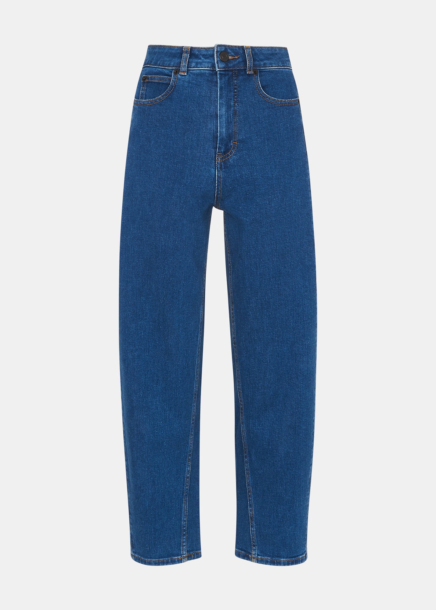 Blue Stretch High-Waisted Barrel-Leg Jeans | Whistles