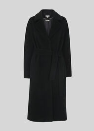 Darcey Drawn Belted Wrap Coat Black