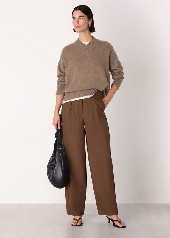 Neutral Cashmere V Neck Knit