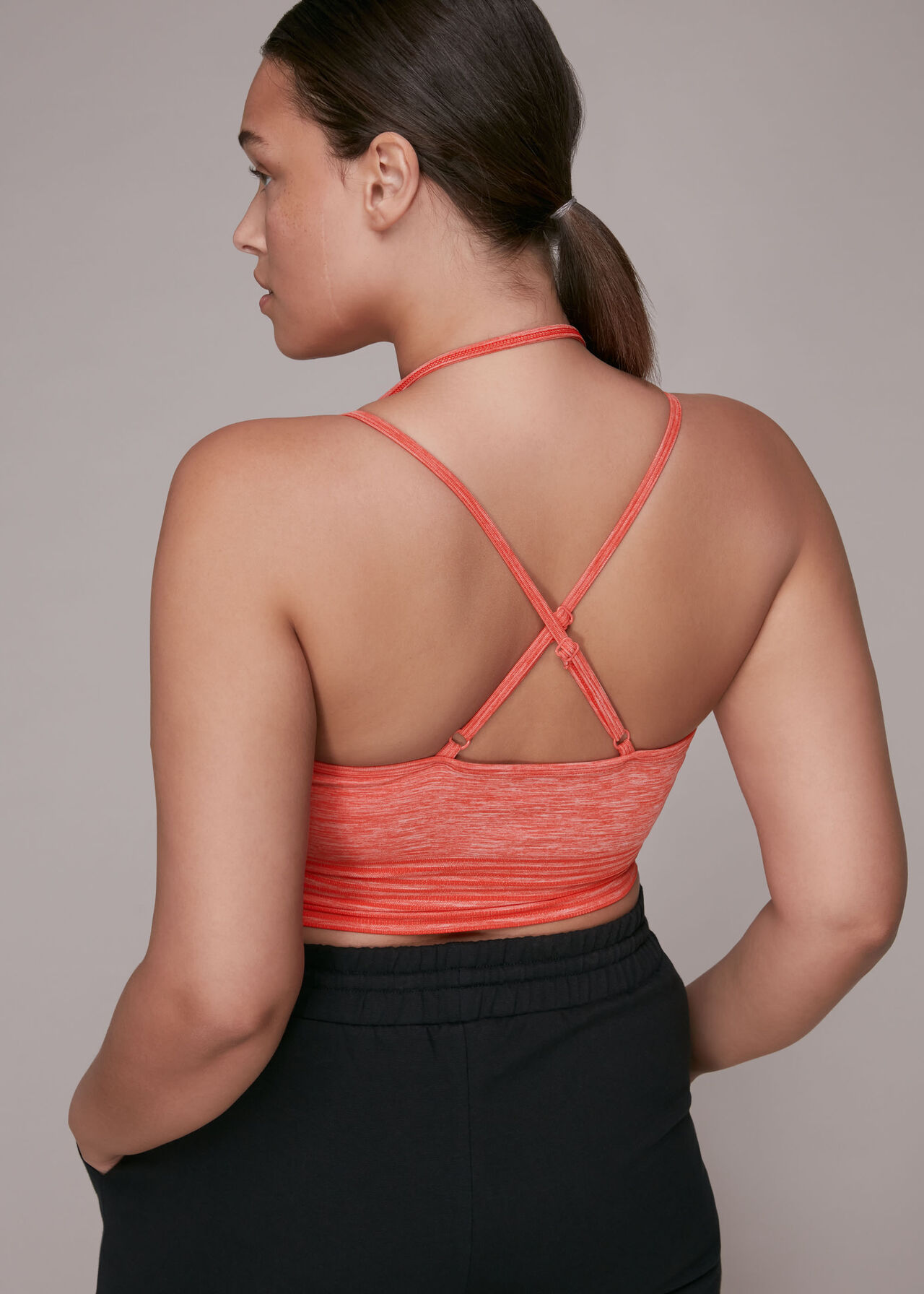 Halter Crop Sports Bra Top Coral