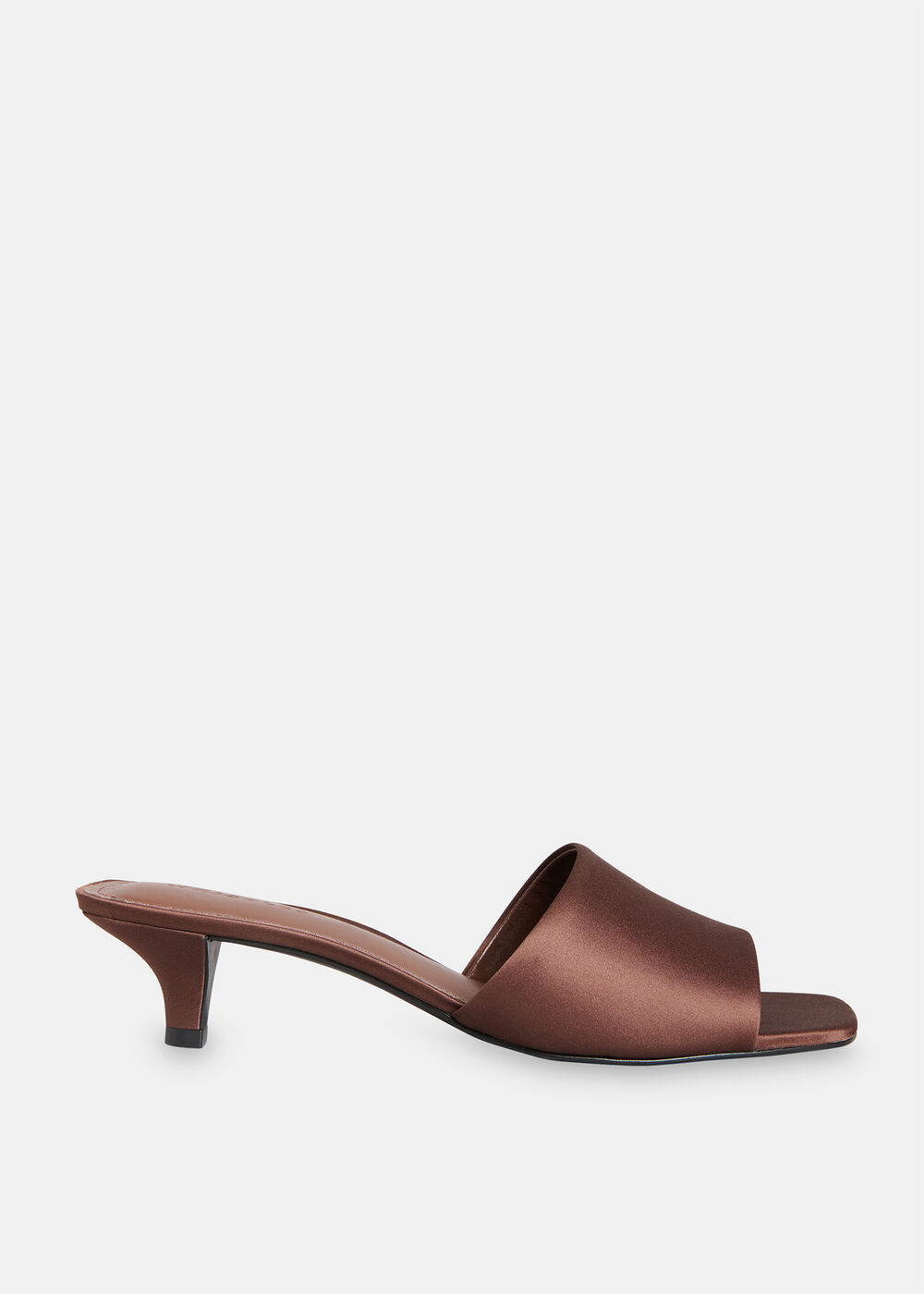 Satin Slip On Heeled Mule