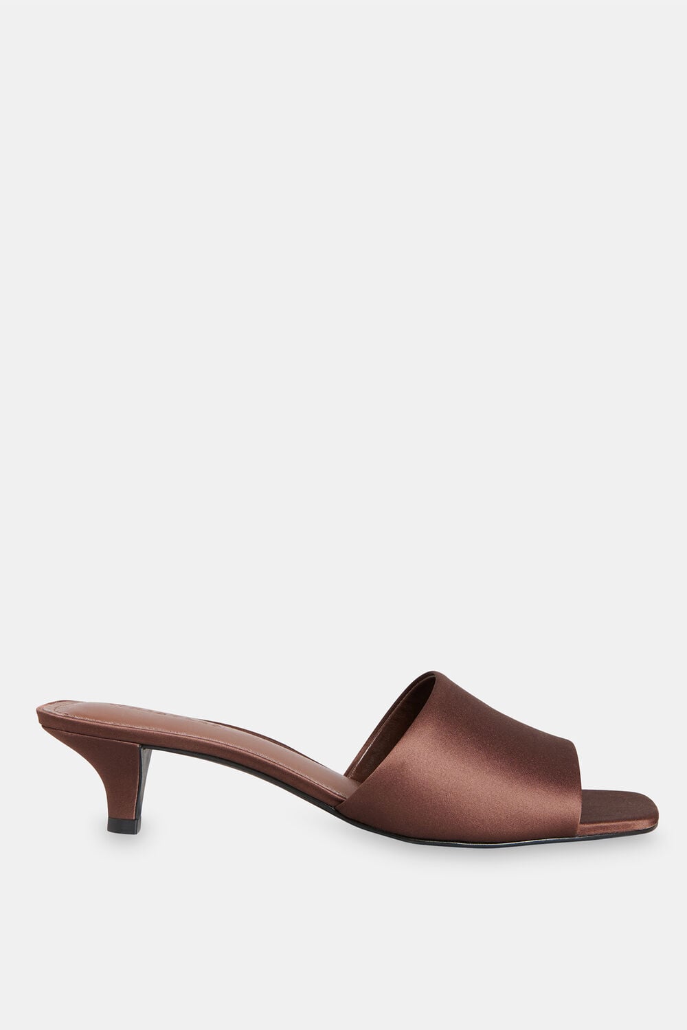 Satin Slip On Heeled Mule