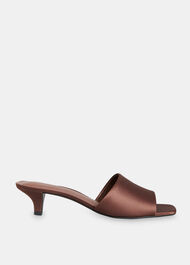 Satin Slip On Heeled Mule