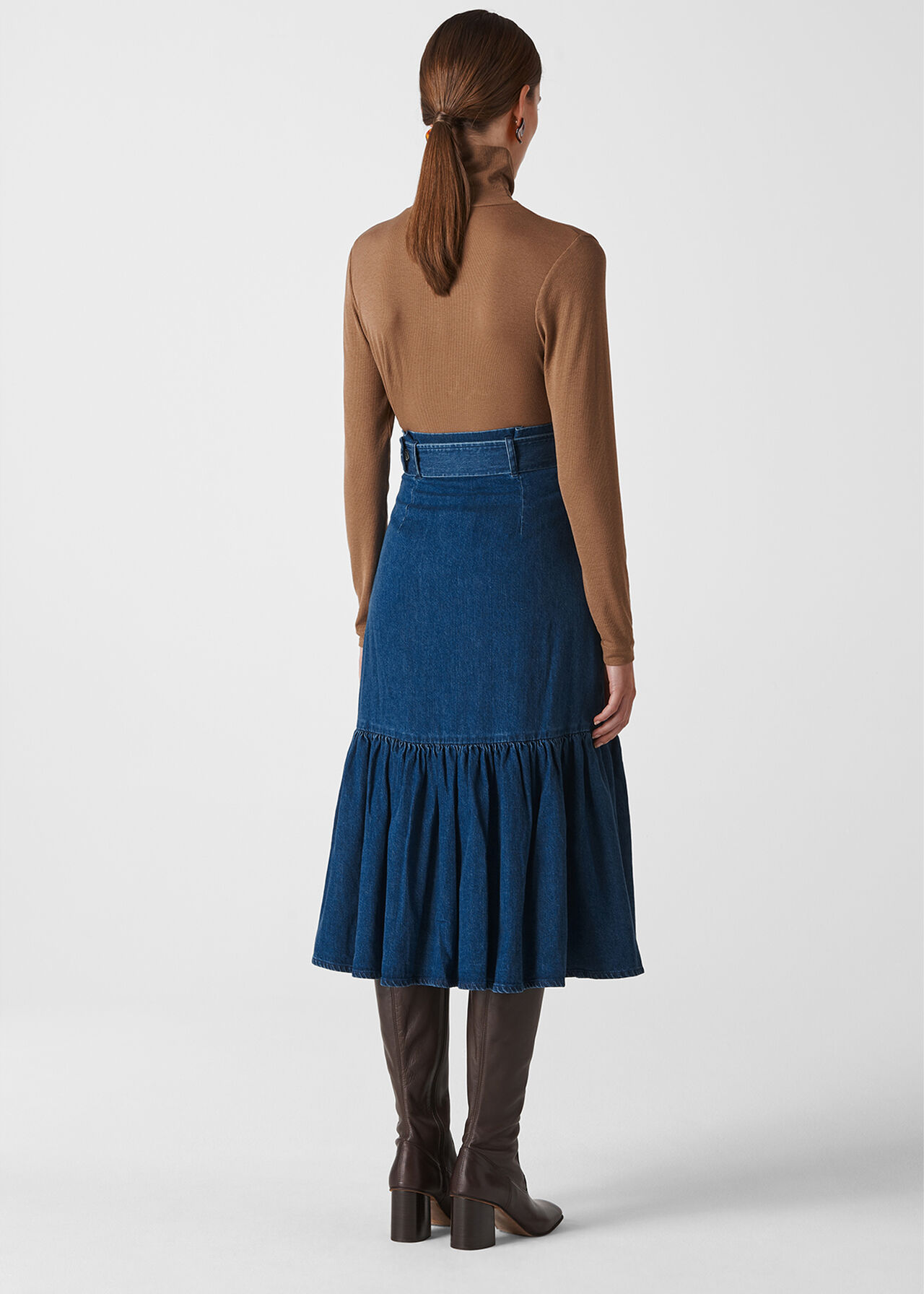 Denim Dropped Waist Skirt