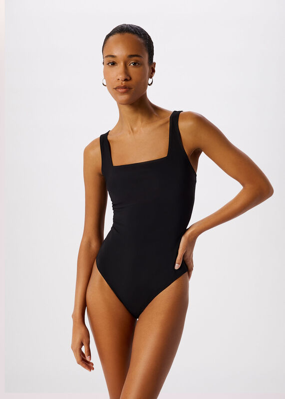Black Marcia Square Neck Swimsuit