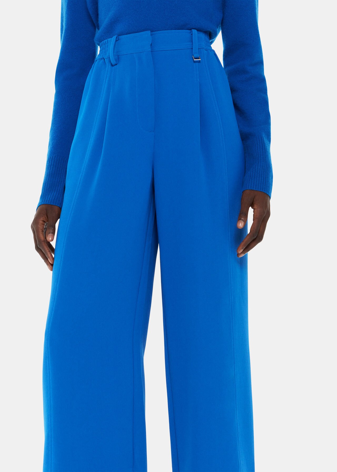 Blue Harper Crepe Wide Leg Trouser | WHISTLES | Whistles UK