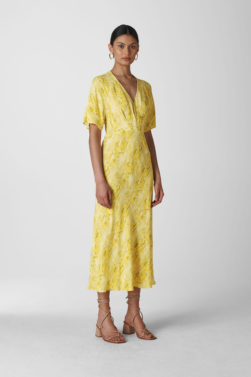 Python Print Midi Dress Yellow/Multi