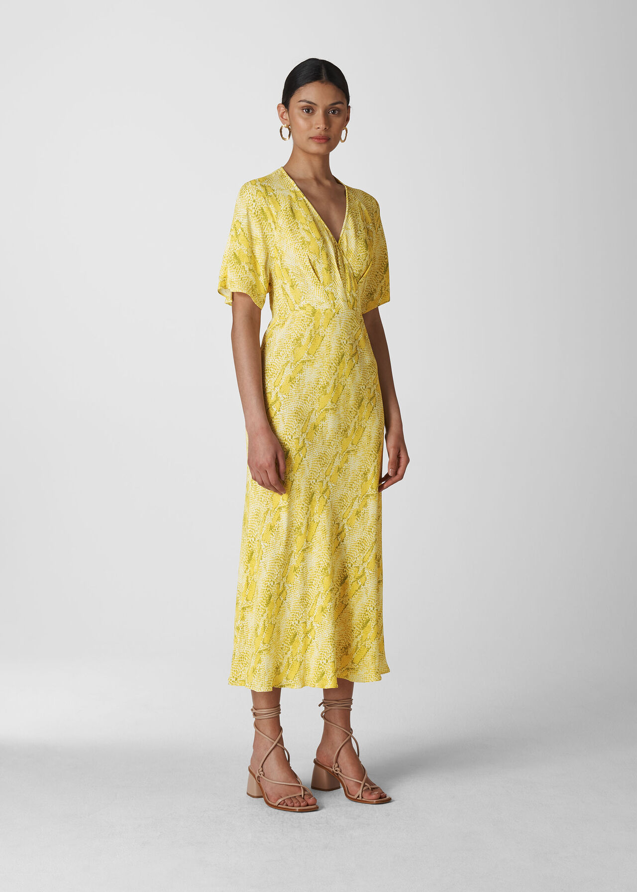 Yellow/Multi Python Print Midi Dress | WHISTLES | Whistles UK