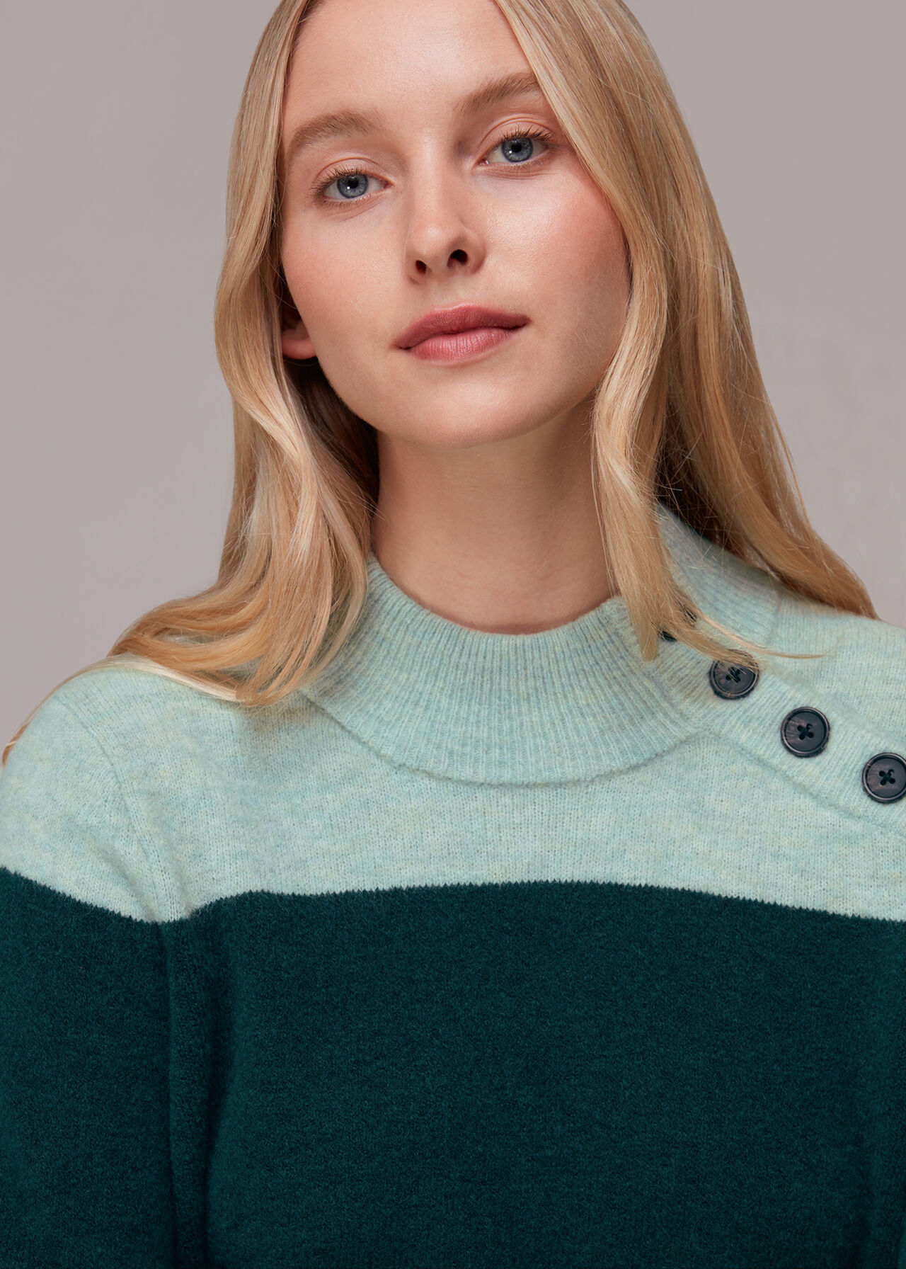 Stripe Button Neck Jumper