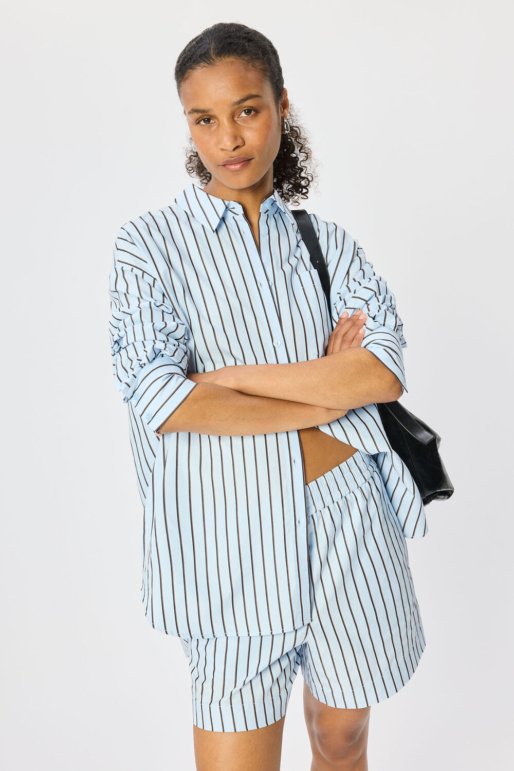 Blue Cotton Poplin Stripe Shirt