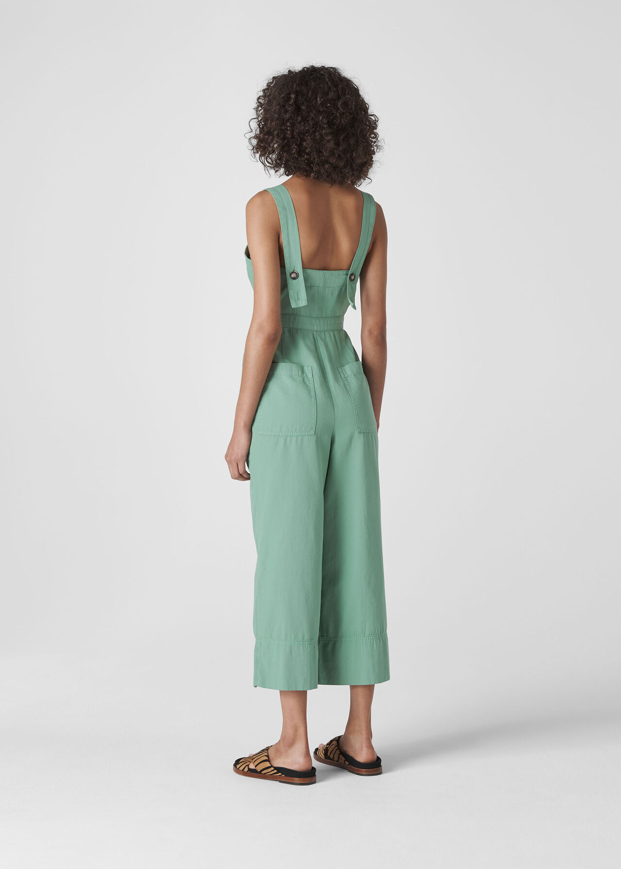 Tia Denim Button Jumpsuit Pale Green