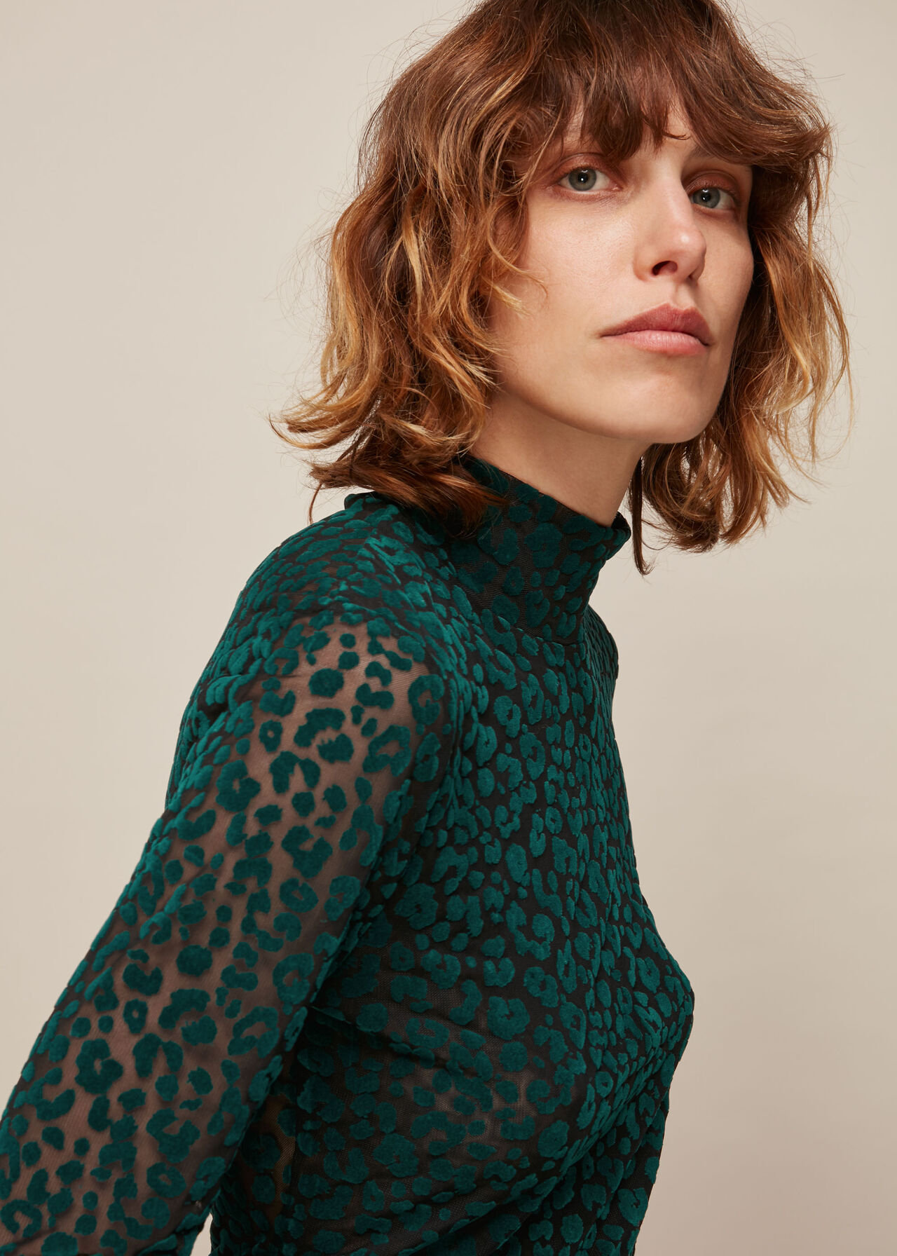 Flocked Animal Mesh Top