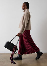 Satin Pleated Midi Skirt