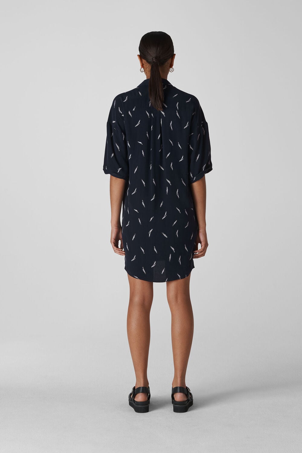 Brushstroke Print Lola Dress Navy/Multi