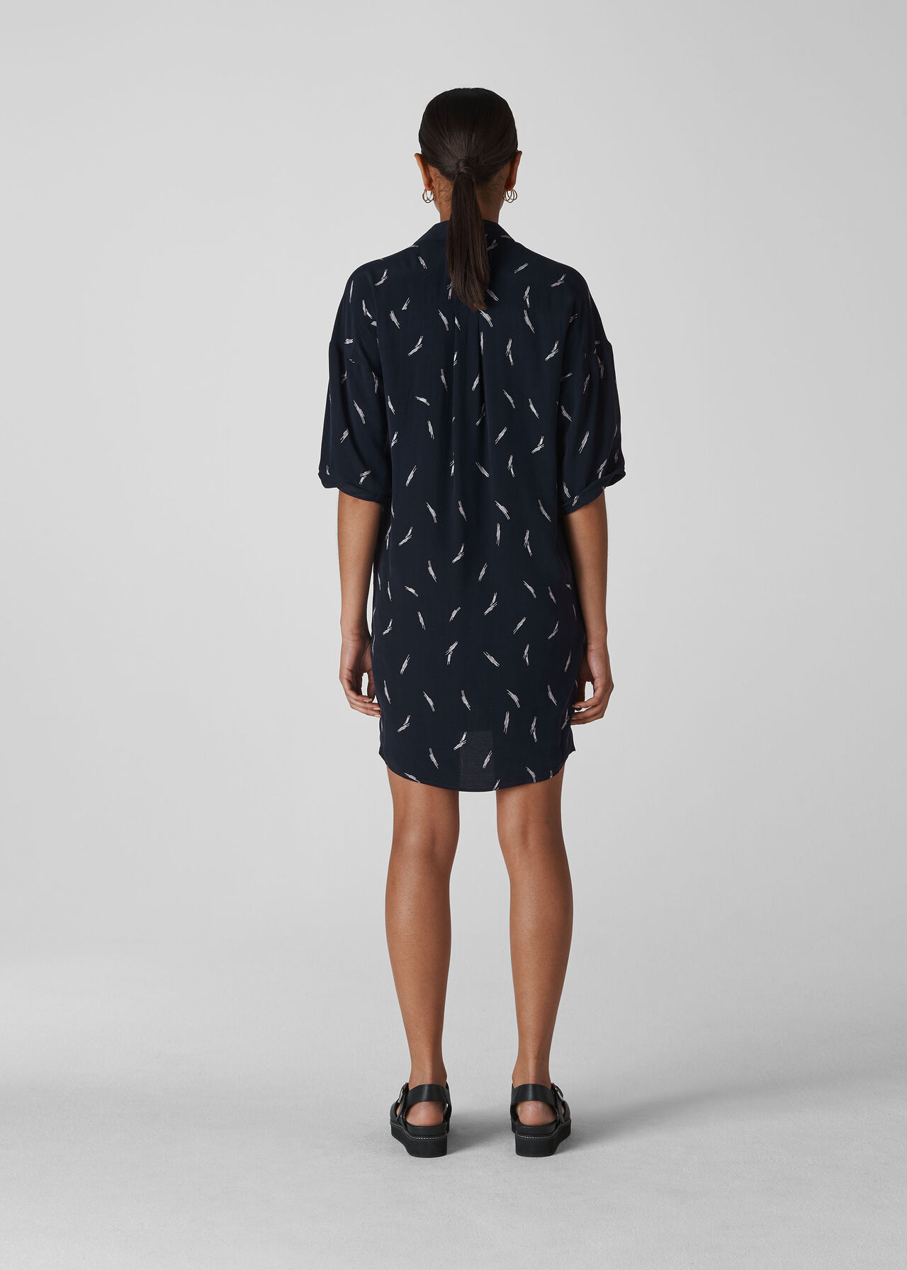 Brushstroke Print Lola Dress Navy/Multi