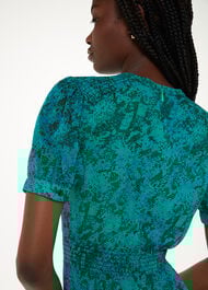 Diagonal Snake Shirred Dress