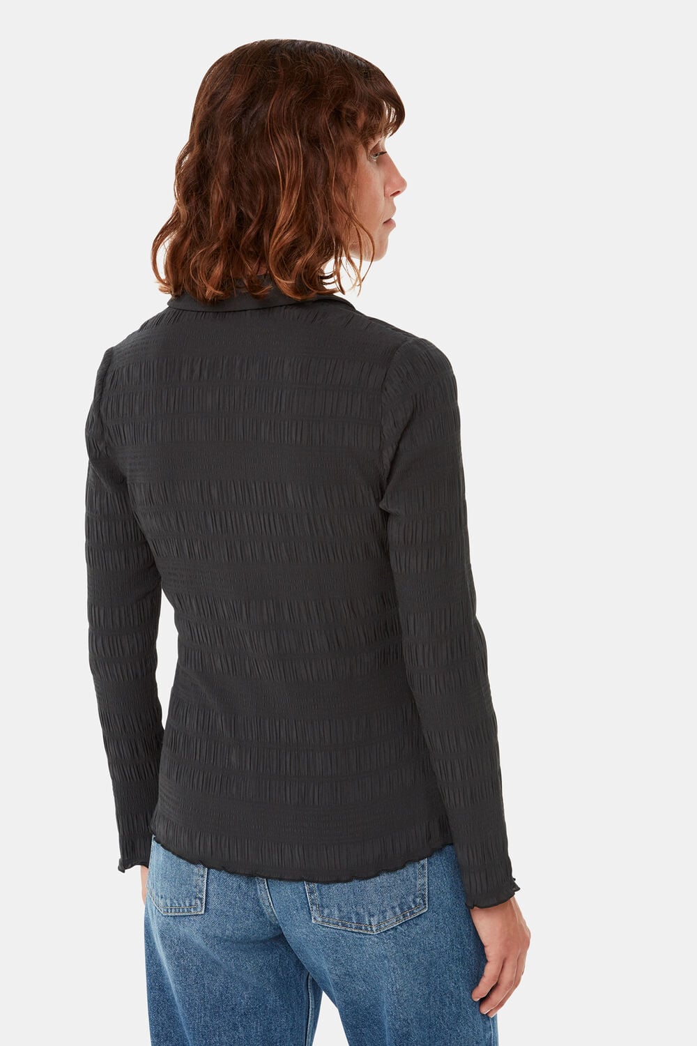 Plisse Button Front Shirt