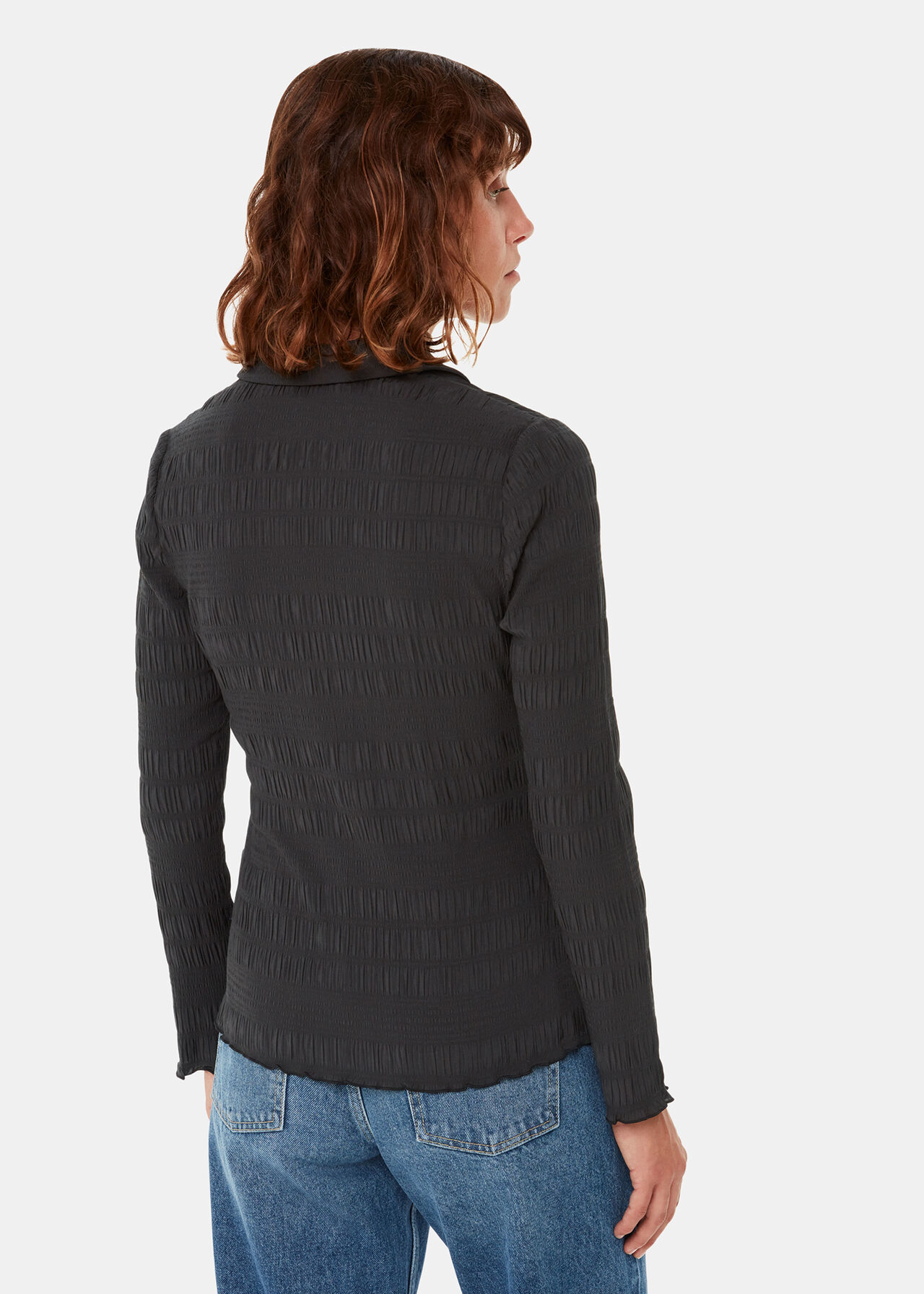 Plisse Button Front Shirt