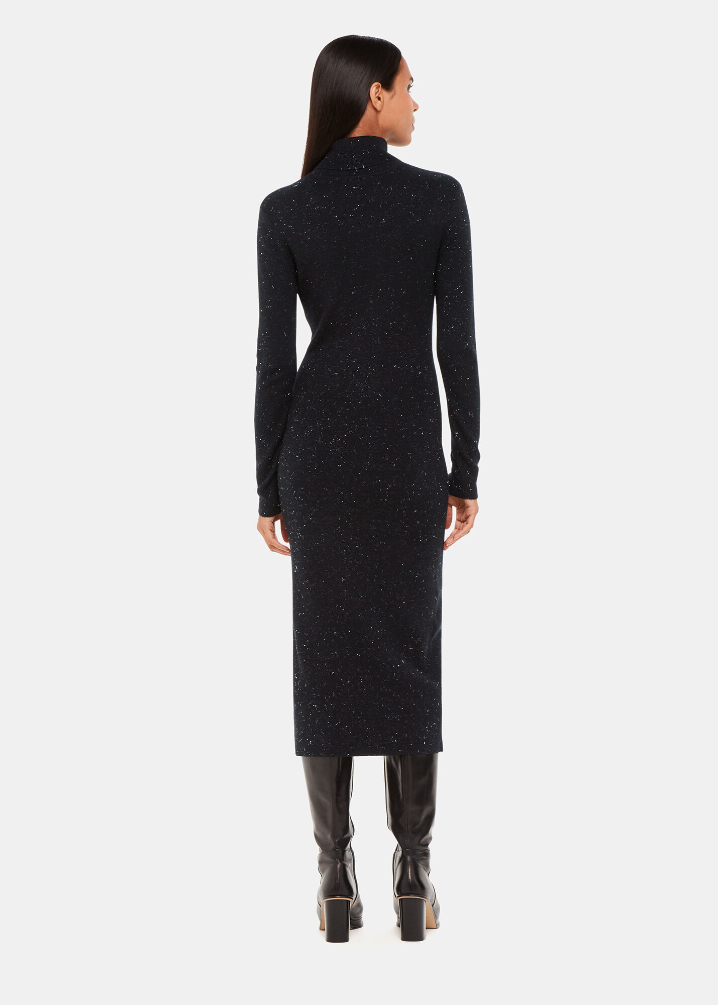 Black Annie Sparkle Roll Neck Dress WHISTLES