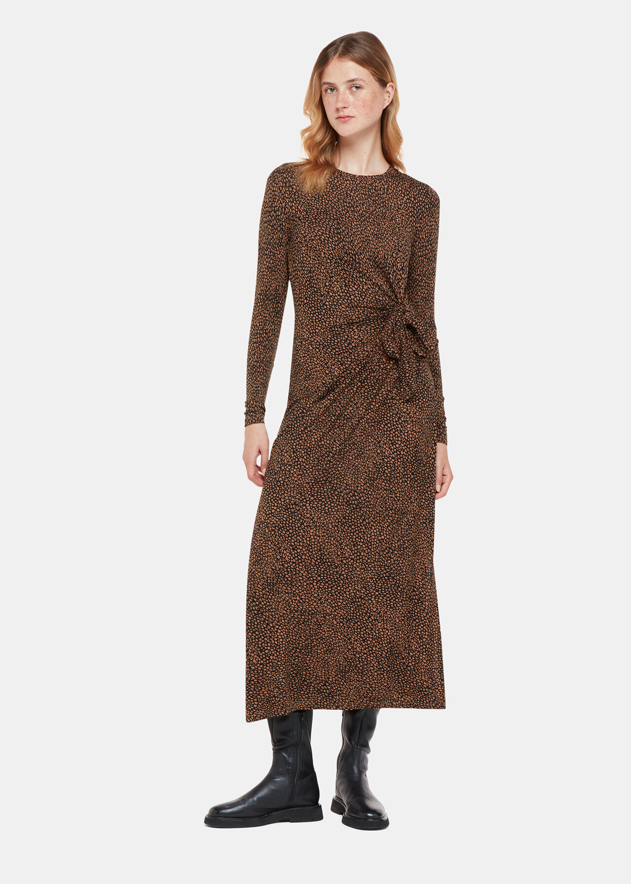 Vila Mpe O-Neck L/S Knit Midi Dress-Noos, Chicco di caffè, XS