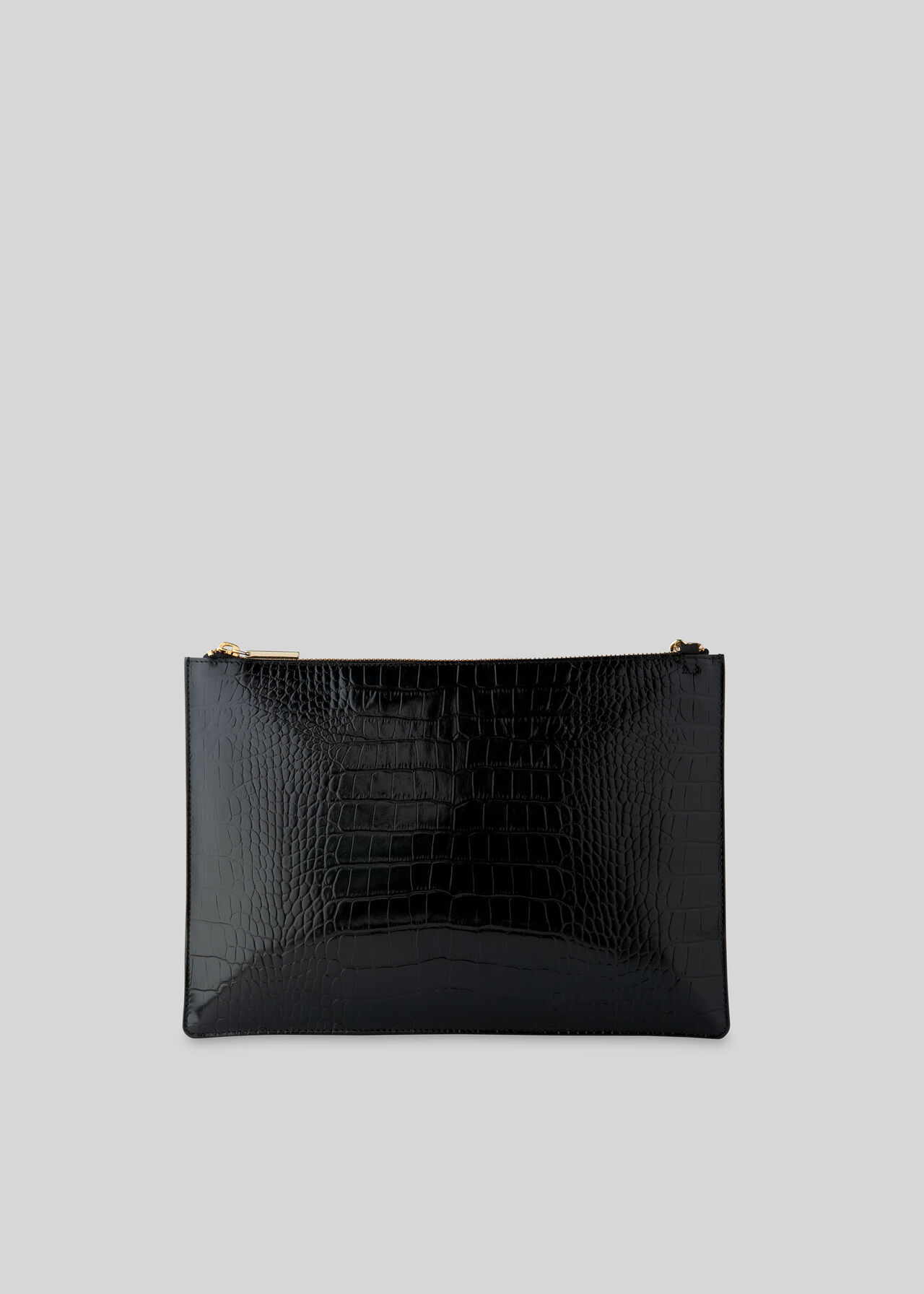 Shiny Croc Rivington Clutch Black