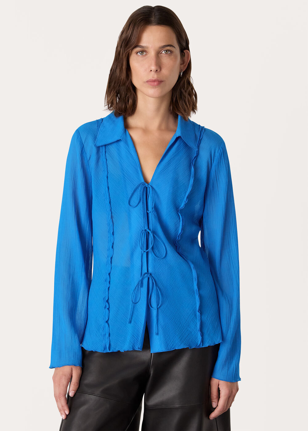 Tie Front Textured Shirt