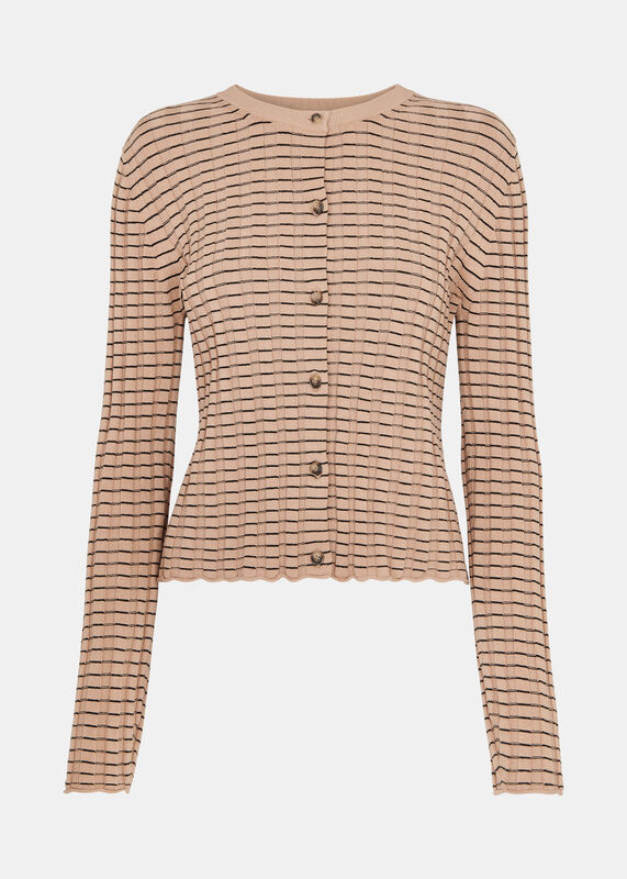 Black Carla Ribbed Detail Cardigan