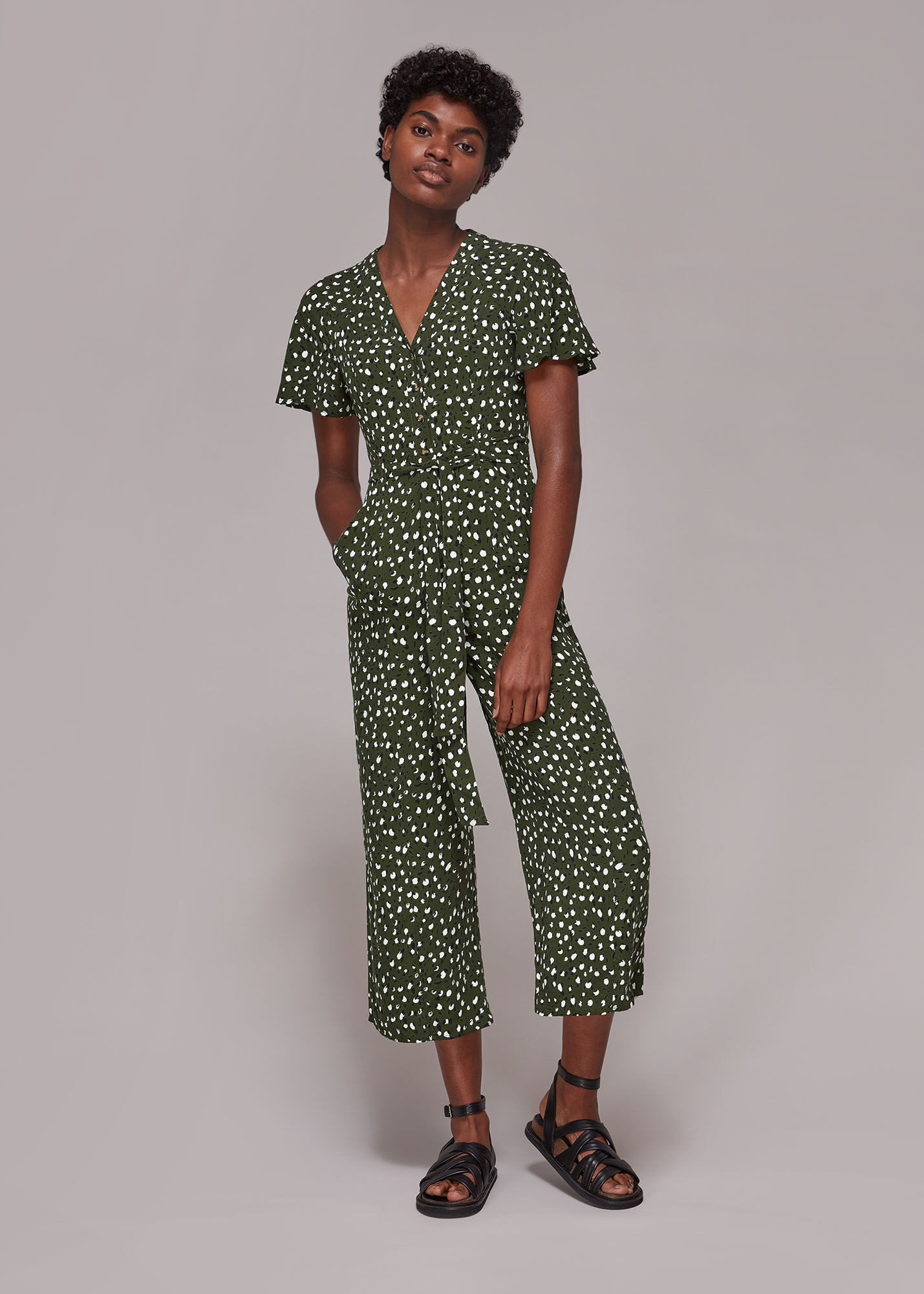 Green leopard discount jumpsuit