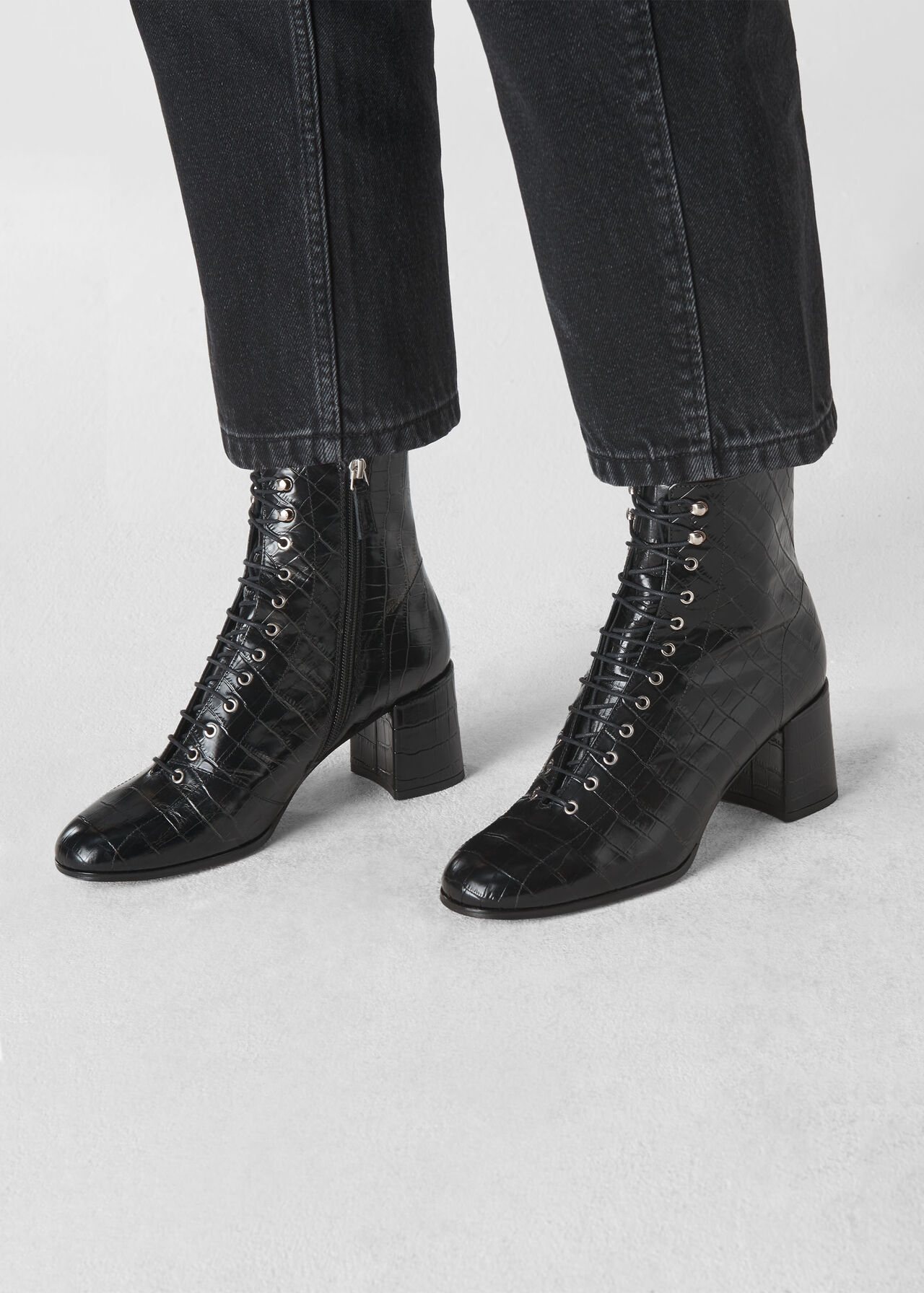 whistles amber lace up boot black