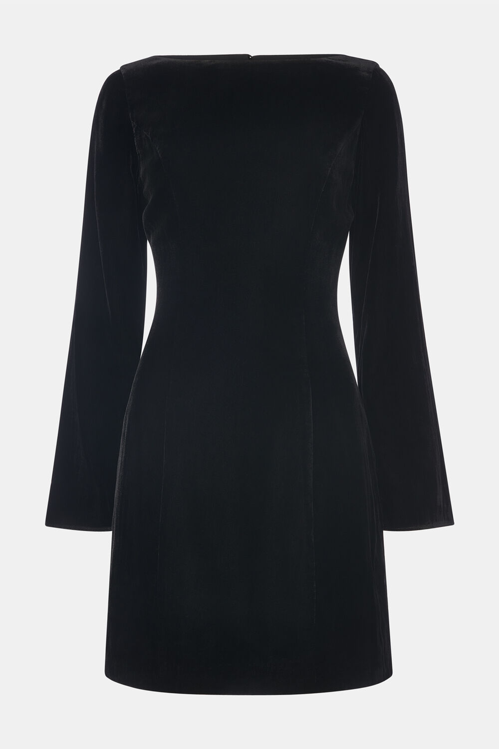 Black Petite Velvet Flare Sleeve Dress