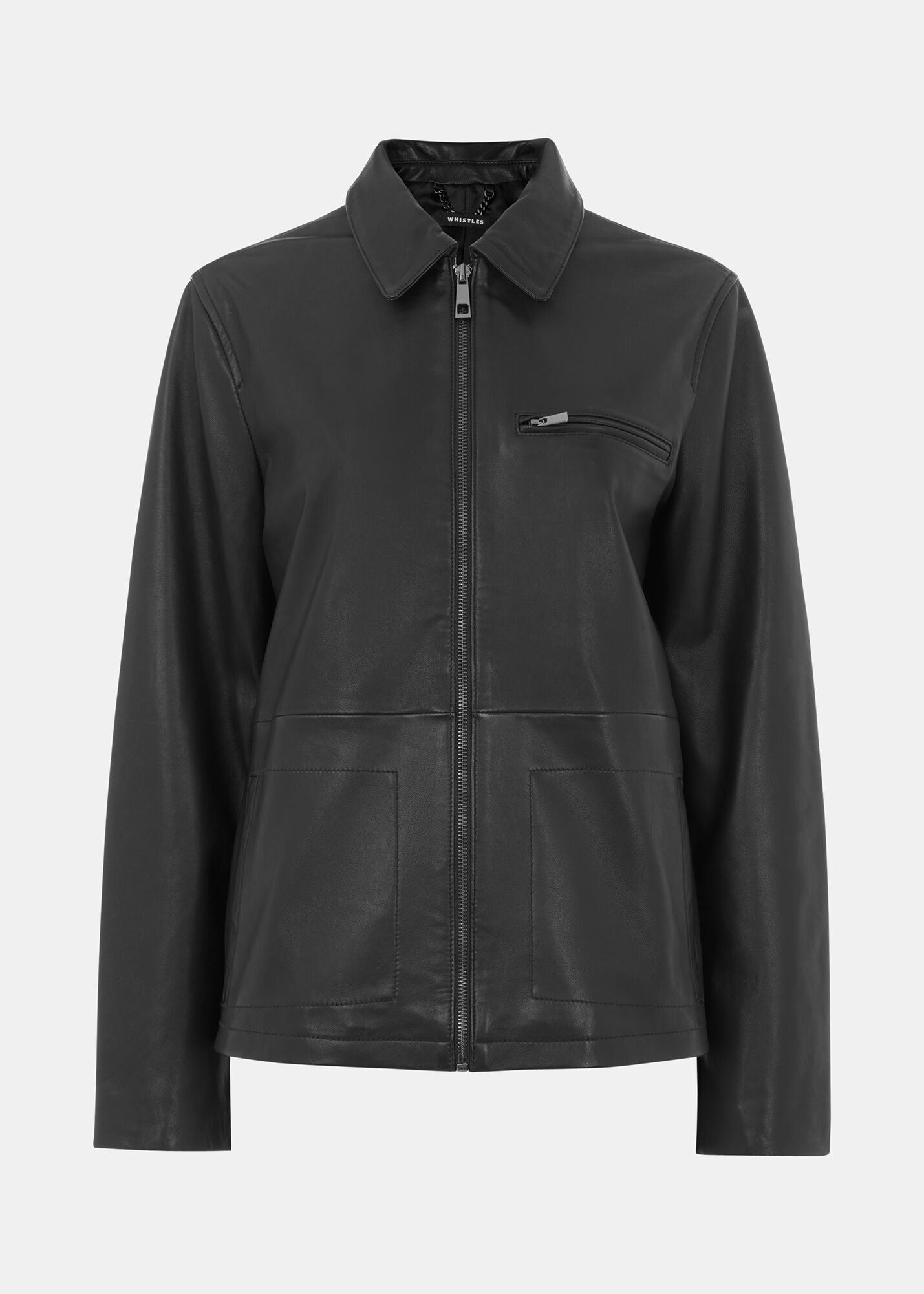 Whistles grey leather discount jacket