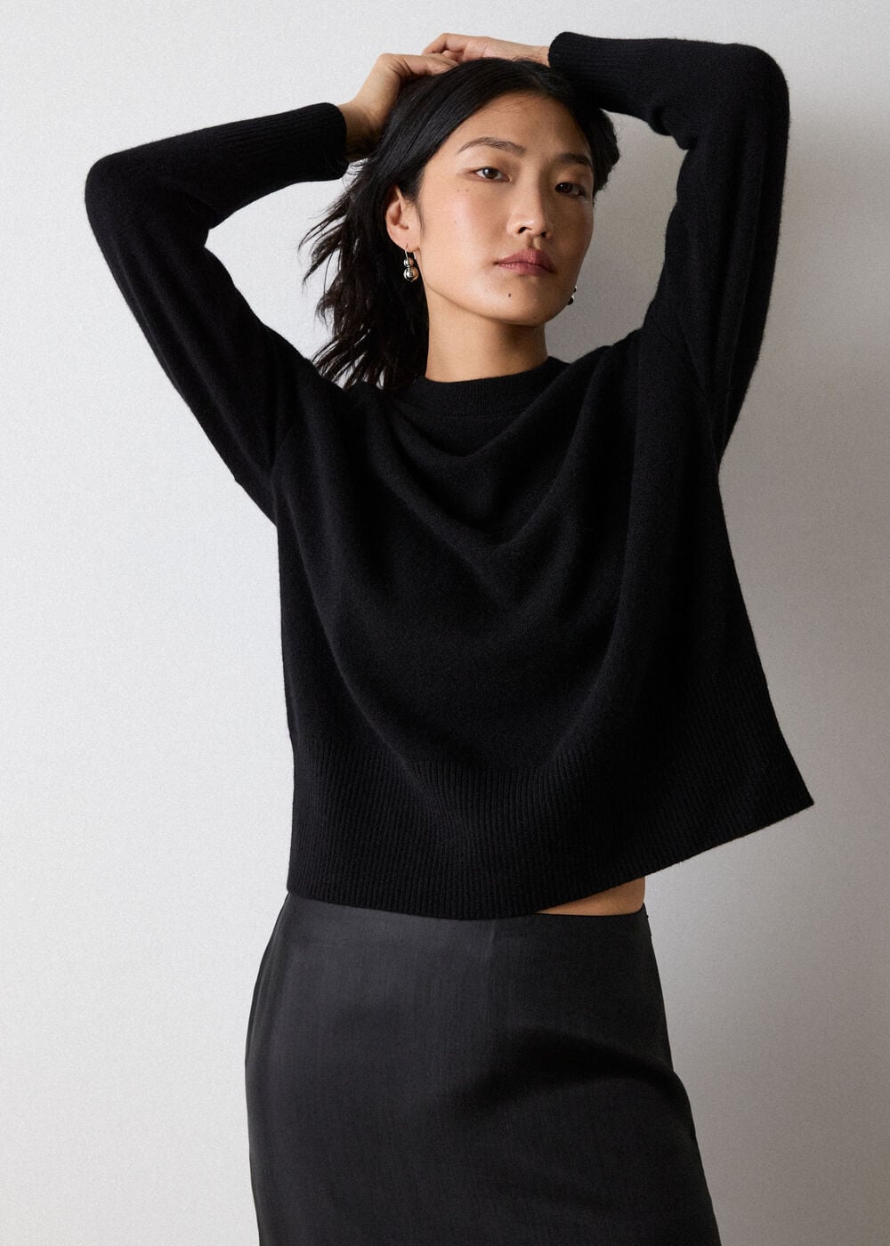 Cashmere Seam Detail Crew Knit
