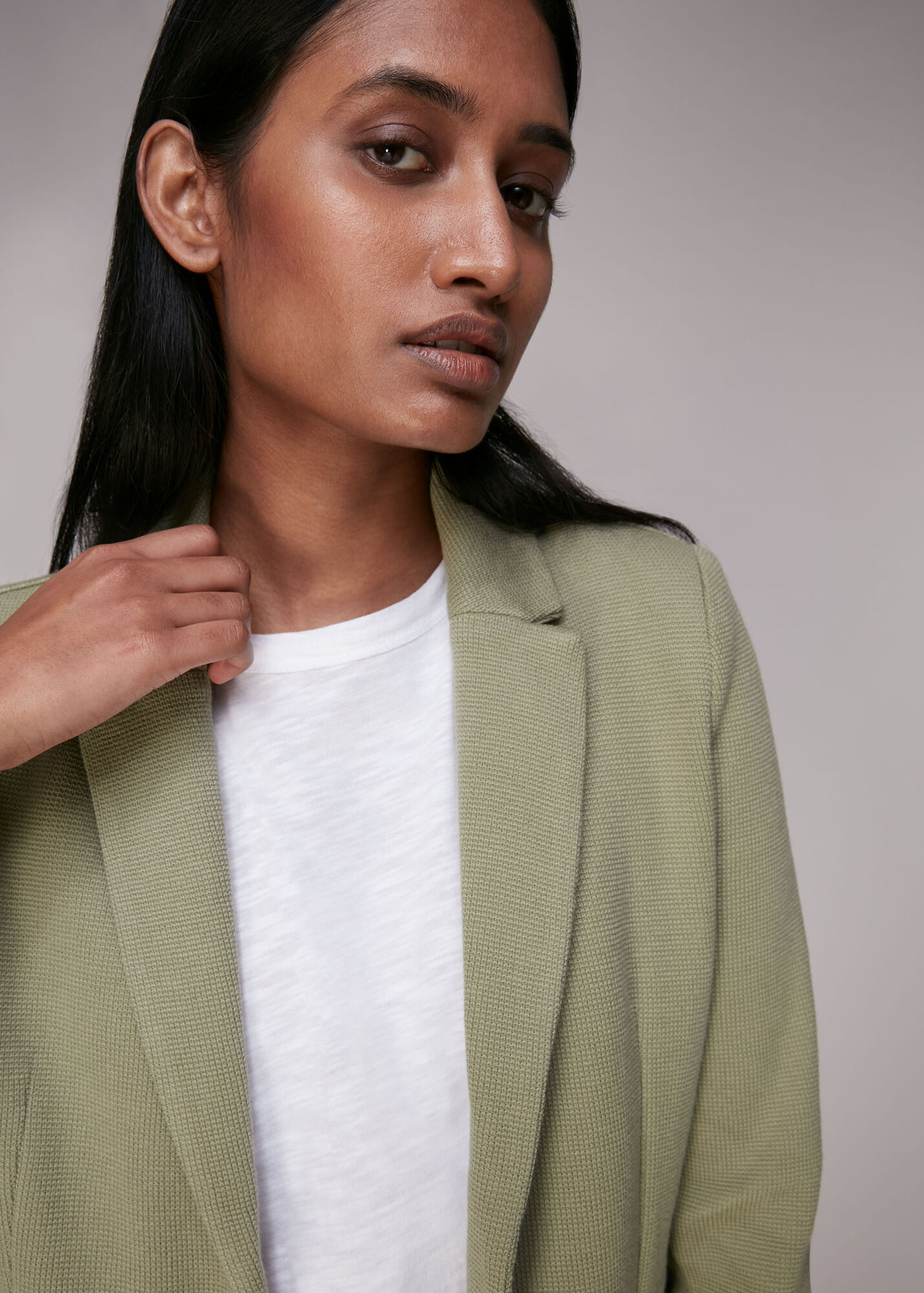 Khaki Slim Fit Jersey Jacket WHISTLES Whistles UK