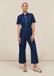 Tie Waist Denim Jumpsuit