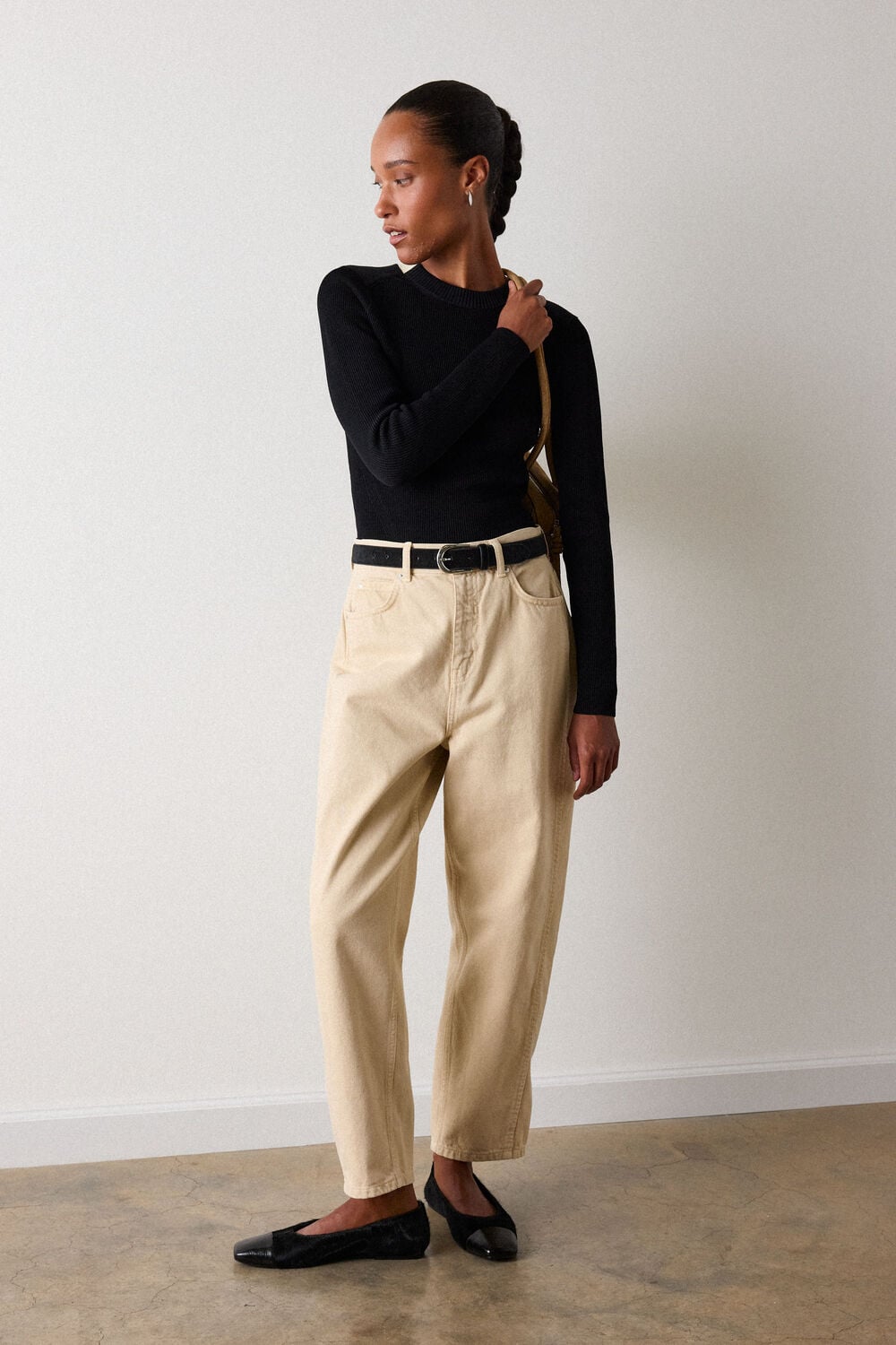Black Tie Back Rib Knit Top