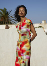 Photographic Flower Midi Dress