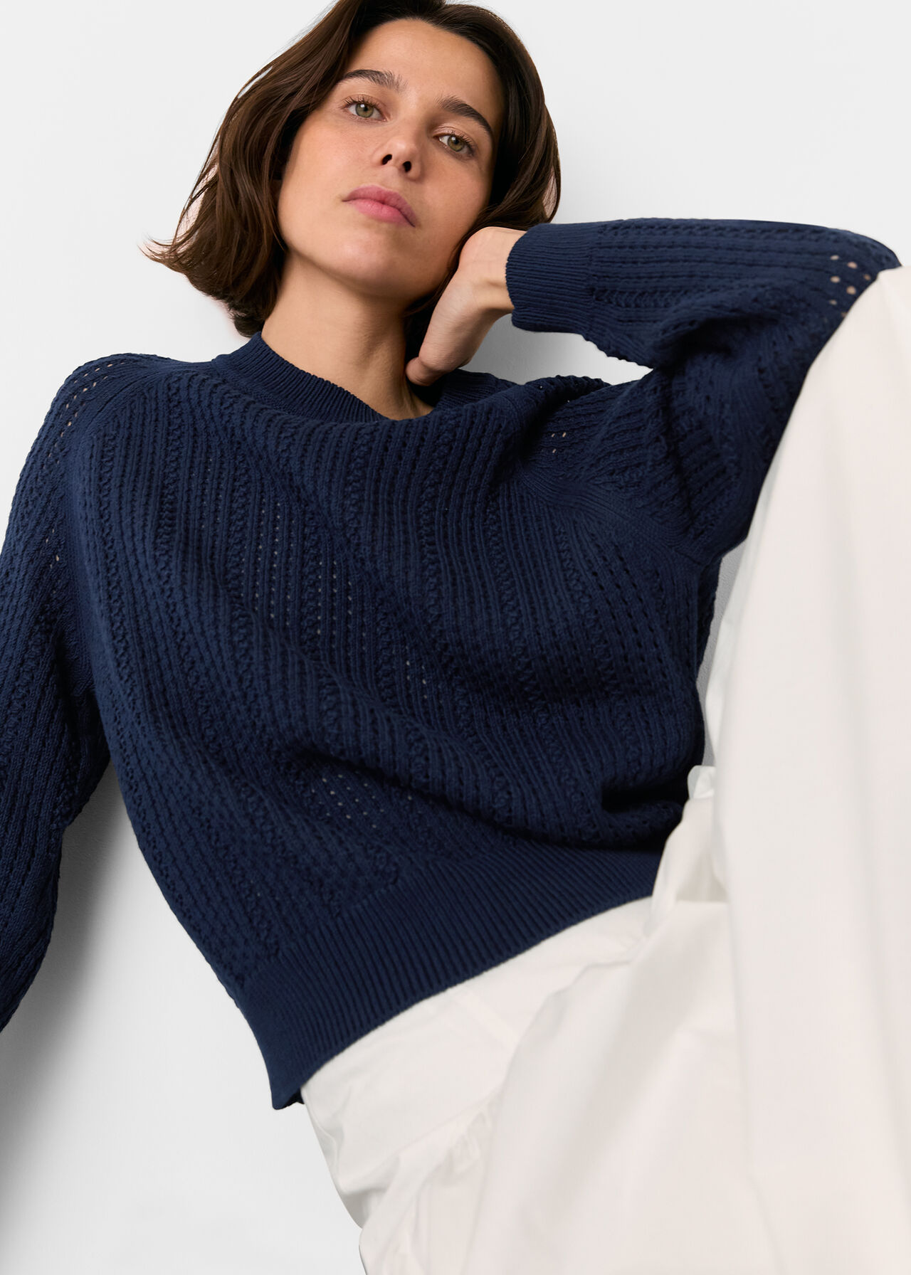 Pointelle Crew Neck Knit