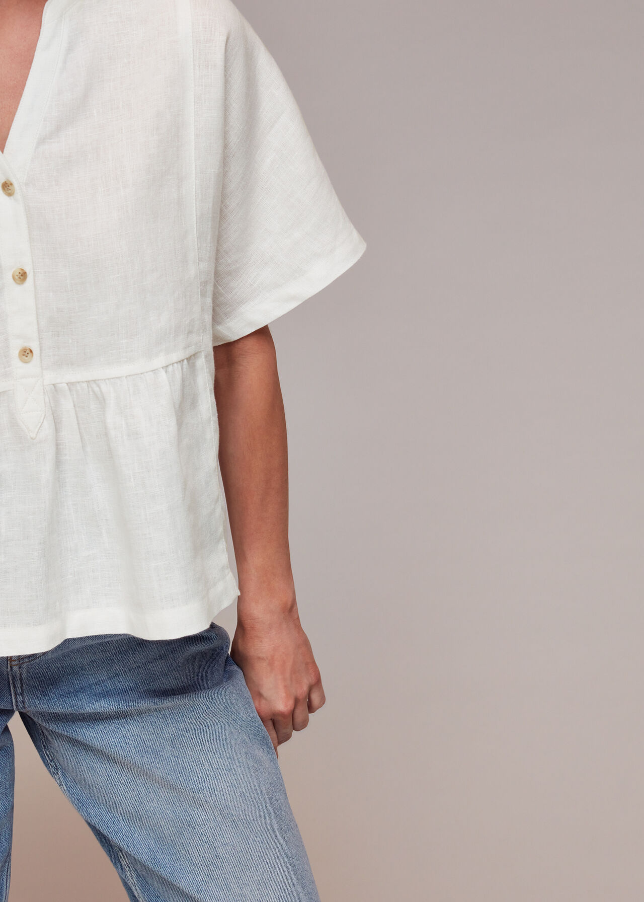 Petite Hannah Linen Peplum Blouse