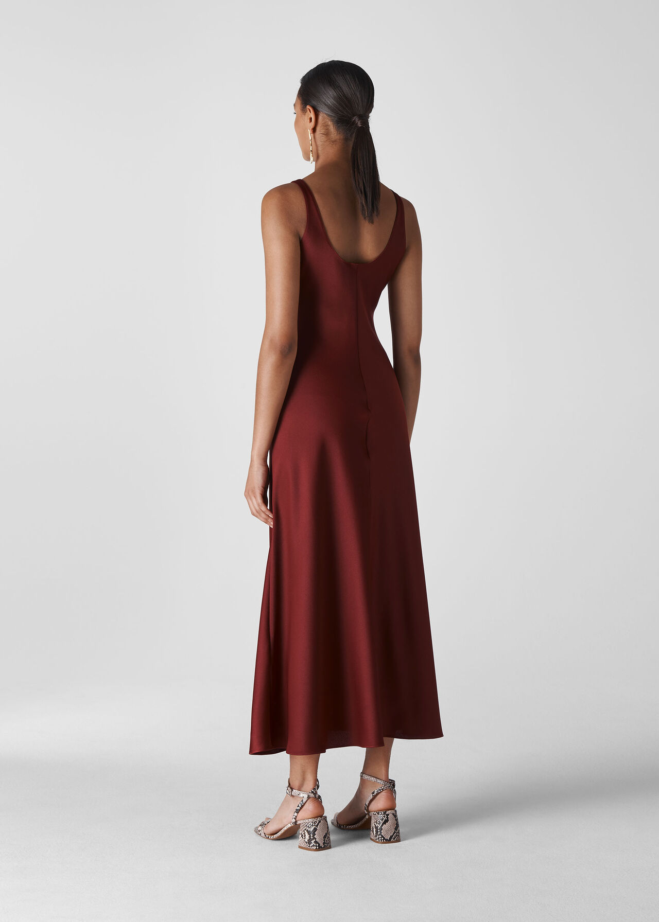 Burgundy Pippa Satin Slip Dress Whistles Whistles