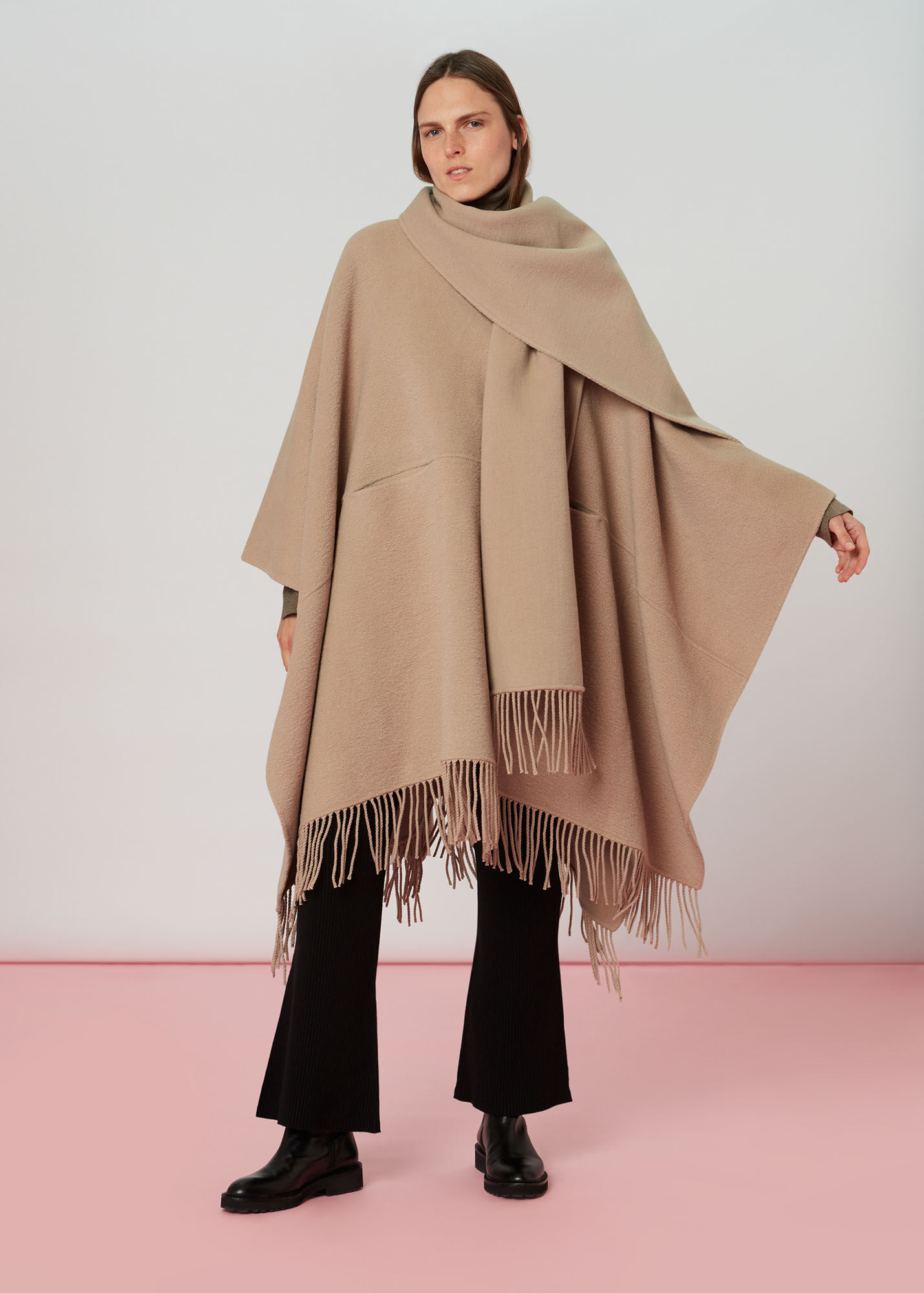 Neutral Wrap Fringe Coat WHISTLES Whistles UK