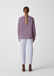 V Neck Rib Chunky Sweater Lilac