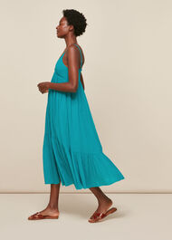 Trapeze Cotton Voile Dress Turquoise